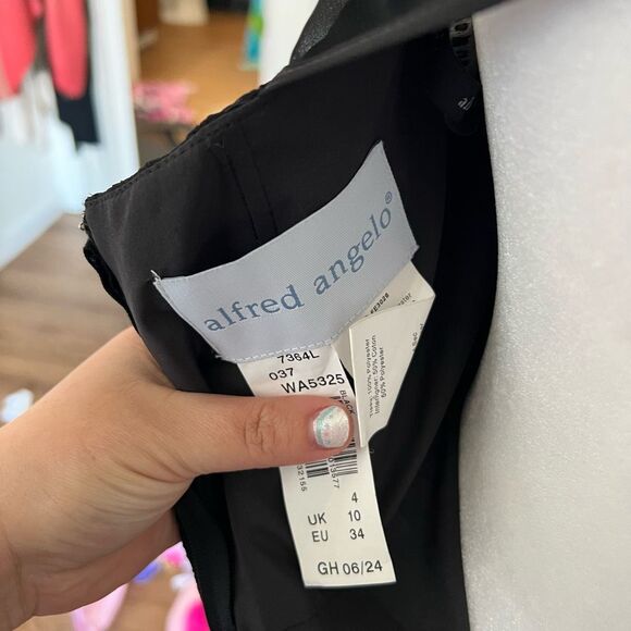 Alfred Angelo gorgeous black button back full length black gown dress - Picture 4 of 5